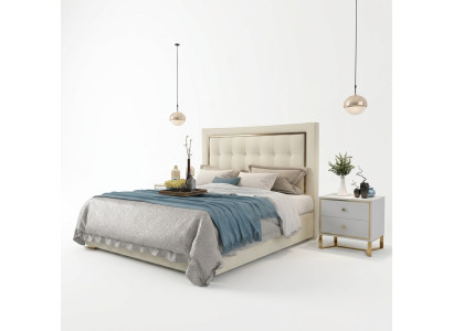 Bett Polster Design Luxus Doppel Hotel Betten Ehe 180x200cm Schlaf Zimmer Metall