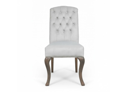 Graue Chesterfield x6 Lehnstühle Designer Holzfüße Luxuriöses 6-er Set