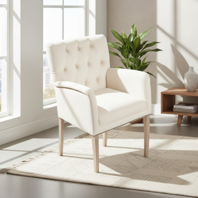 Weiße Chesterfield Sitz-Garnitur Esszimmer Gruppe Stühle x4 Sessel Lehnstühle