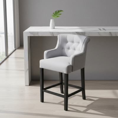 Graue Barhocker 2-er Set Barstühle Bar Chesterfield Stühle Designer Garnitur