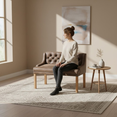 Chesterfield Bank Textil Sitz Bänke Restaurant Stoff Laden Sofa Leder