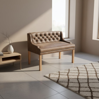 Chesterfield Bank Textil Sitz Bänke Restaurant Stoff Laden Sofa Leder