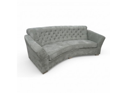 Dreisitzer Halb Runde Couch Chesterfield Polster Sofa Couchen Beige