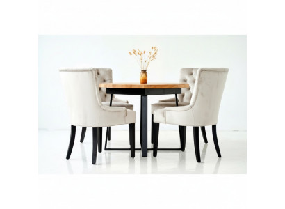 Design Esszimmer Tisch + 6 Chesterfield Lehnstühle Sitz Gruppe Stühle