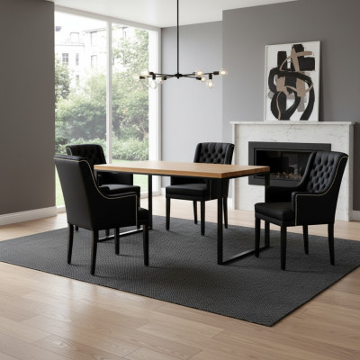 Esszimmer Tisch + 4 Chesterfield Stühle Luxus Esszimmer Gruppe 5tlg. Set