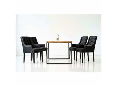Brauner Metallgestell Esszimmer Tisch Designer x6 Chesterfield Polsterstühle 7tlg. Set