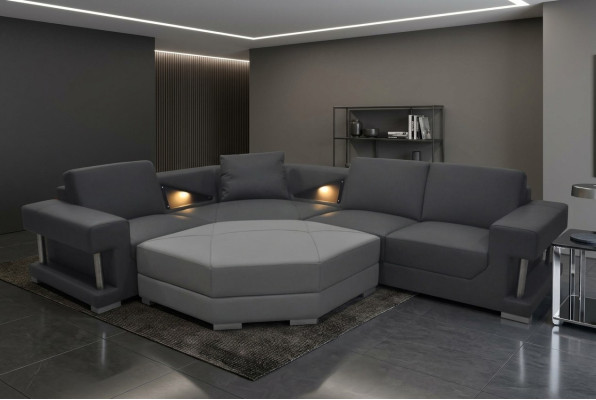 Wohnzimmer Textil Eckcouch Polster Couch Garnitur Eckgarnitur Sofa Couchen + USB