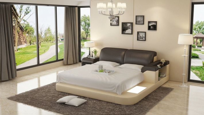 Luxus Doppel Multifunktions Wasserbett Wasserbett Polsterung 200x200 + USB
