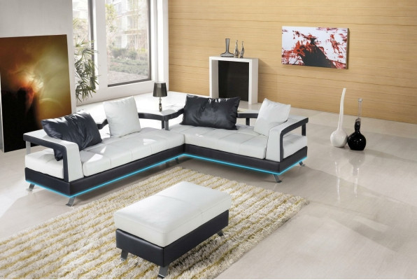 Ledersofa Couch Wohnlandschaft Ecksofa Eck Garnitur Design Modern Sofa + USB Neu