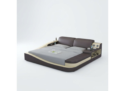 Multifunktions Bett Bluetooth Boxen Luxus Design Leder Betten Hotel Doppel Neu