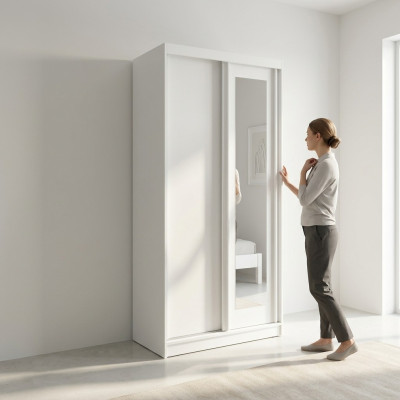 Design Kleider Schrank Schiebe Schränke Holz Schwebe Türen Kleiderschrank 100cm