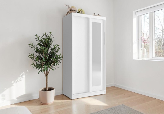 Design Kleider Schrank Schiebe Schränke Holz Schwebe Türen Kleiderschrank 100cm