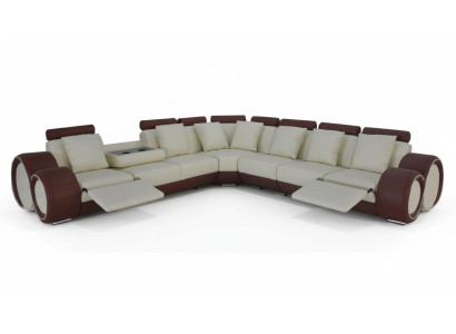 Design Leder Polster Sitz Zimmer Eck Wohn Sofa +USB Designer Garnitur Sofas Neu