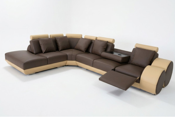 Design Leder Polster Sitz Leder Polster Landschaft Zimmer Wohn Sofa Ecke mit USB
