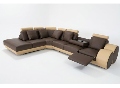 Design Leder Polster Sitz Leder Polster Landschaft Zimmer Wohn Sofa Ecke mit USB