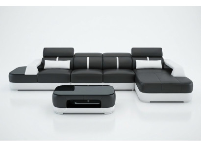 Ledersofa Polster Sitz Eck Sofa Garnitur Wohnlandschaft Wohnzimmer Couch mit USB