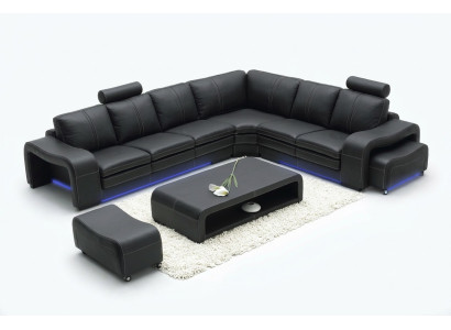 Design Ledersofa mit USB Couch Wohnlandschaft Ecksofa Eck Moderne Garnitur Neu
