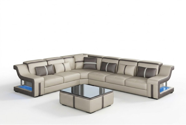 Sofa USB LED Polster Sofas Couchen Landschaft Möbel Sitz Eck Garnitur L Form Neu