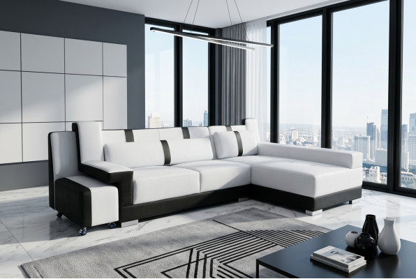 Eck Sofa + USB Couch Polster Eck Sitz Garnitur Wohnlandschaft LED L Form A1118C