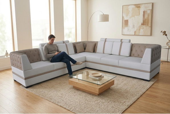Ledersofa Couch Wohnlandschaft Eck Garnitur Design Modern Sofa USB L Form A1128