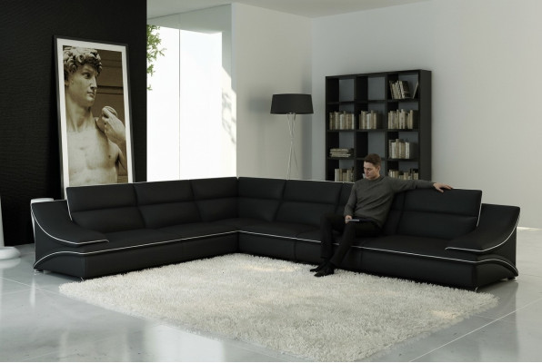 Ledersofa Couch Wohnlandschaft Ecksofa Eck Garnitur Design Modern Sofa USB A1160