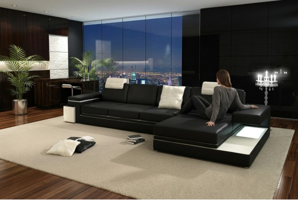 Ledersofa mit USB Wohnlandschaft XXL Ecksofa Bigsofa Design Couch Designersofa