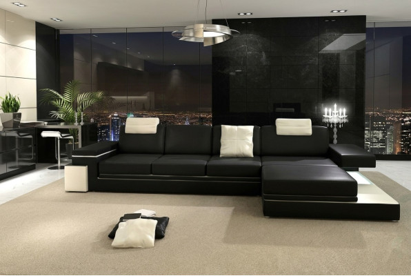 Ledersofa mit USB Wohnlandschaft XXL Ecksofa Bigsofa Design Couch Designersofa
