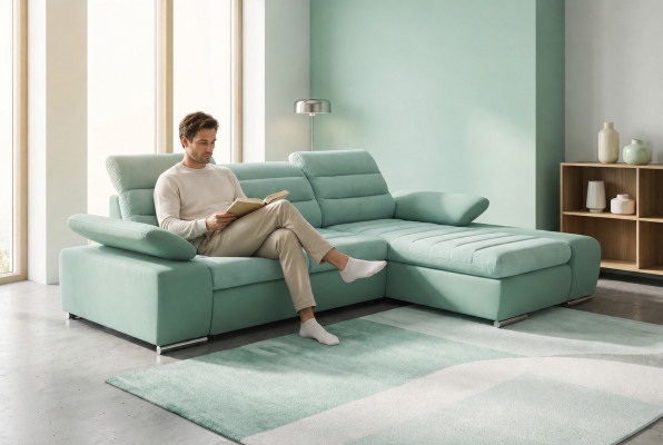 Design Ecksofa Schlafsofa Couch Leder Textil Polster Multifunktion Sofas Kasten
