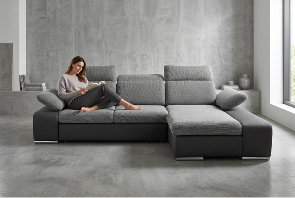 Design Ecksofa Couch Leder Multifunktion Wohnlandschaft Textil Polster