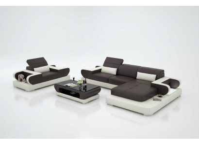 Design XXL Big Sofa Ecksofa mit USB Ledersofa Couch Polster Ecke Wohnlandschaft
