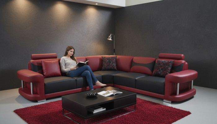 Leder Modern XXL Couch Wohnlandschaft Ledersofa Sofagarnitur Sofa L-Form mit USB