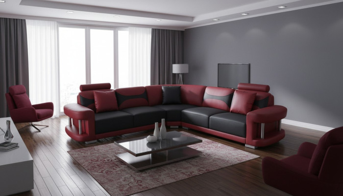 Leder Modern XXL Couch Wohnlandschaft Ledersofa Sofagarnitur Sofa L-Form mit USB