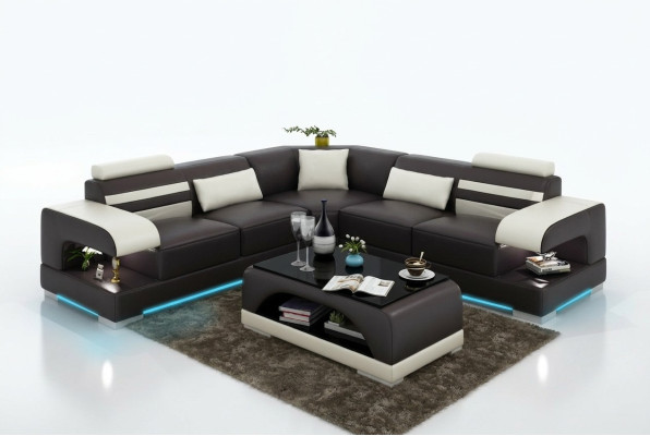 Leder Weiche Couch Wohnlandschaft Ecksofa Eck Garnitur Design Modern Sofa USB