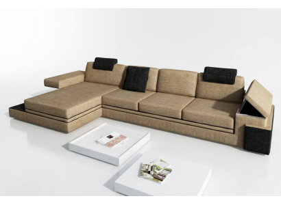 Moderne Wohnzimmer Design Couch Textil Stoff Sofa Polster Eck Garnitur LED + USB