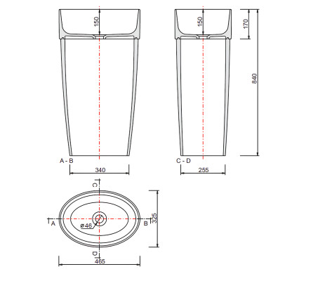 Design Freistehender Waschtisch Acryl Waschschale Mit Säule Aufsatzwaschbecken