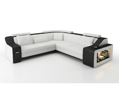 Ecksofa Leder Textil Sofa Couch USB Polster Wohnlandschaft L Garnitur Sitz Neu