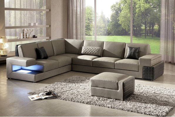 Modern Ecksofa+ USB Polster Sitz Leder Design Sofa Garnitur Wohnlandschaft Neu