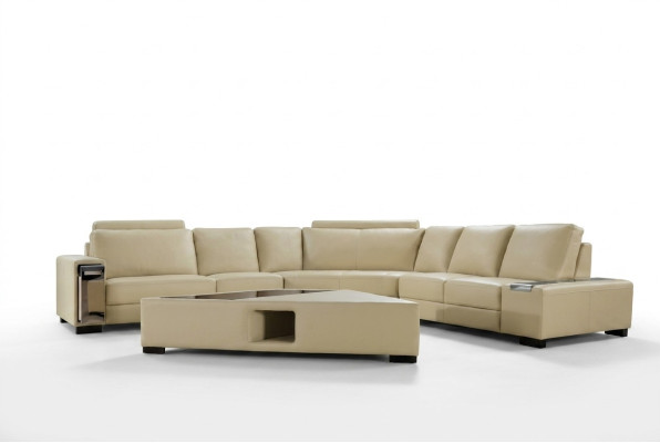 Ledersofa Ecksofa Sofa mit USB,Design Sitz Polster Garnitur Wohnlandschaft 2348