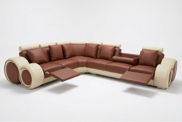 Design Leder Polster XXL Sitz Zimmer Sofa mit USB Design Eck Garnitur Sofas Neu