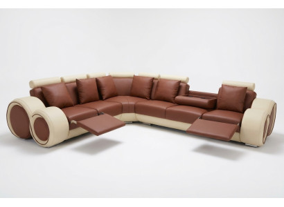 Design Leder Polster XXL Sitz Zimmer Sofa mit USB Design Eck Garnitur Sofas Neu