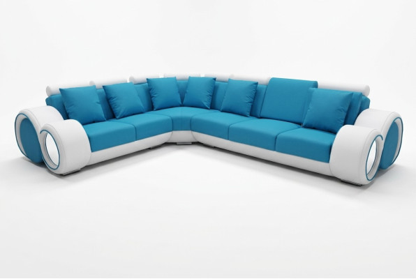 Design Leder Polster XXL Sitz Zimmer Eck Wohn Sofa + USB Designer Garnitur Sofas