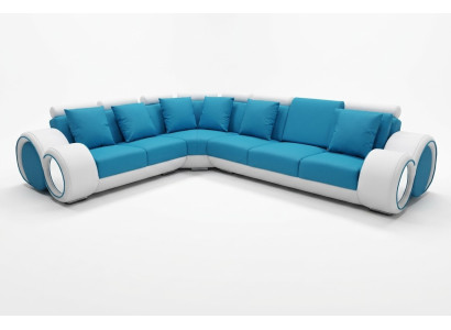 Design Leder Polster XXL Sitz Zimmer Eck Wohn Sofa + USB Designer Garnitur Sofas