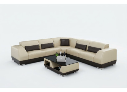 Ledersofa mit USB Wohnlandschaft Ecksofa Eck Garnitur Design Modern Sofa G8024B