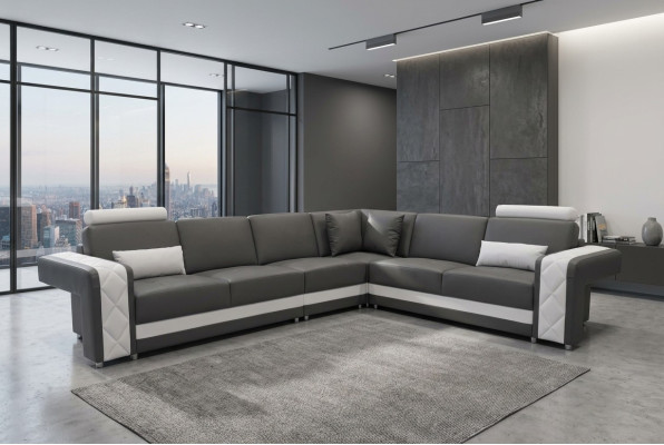 Ledersofa mit USB Wohnlandschaft Eck Garnitur Design Modern Sofa L-Form L6010B