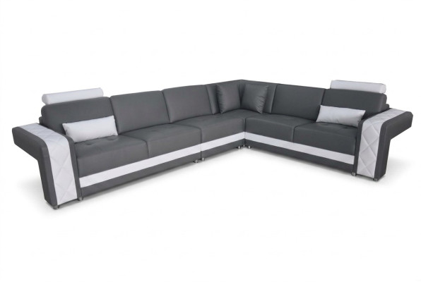 Ledersofa mit USB Wohnlandschaft Eck Garnitur Design Modern Sofa L-Form L6010B