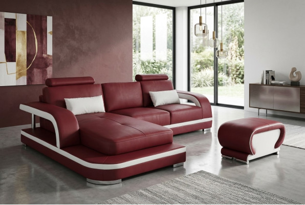 Leder Eck Sofa mit USB Luxus Garnitur Ecke Sofas Couchen Polster Wohnlandschaft