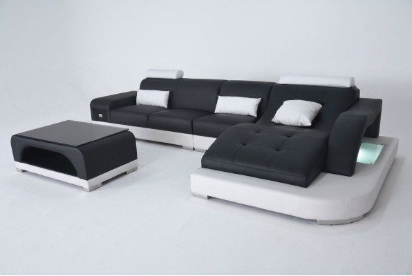 Leder Eck Sofa mit USB Wohnlandschaft Luxus Garnitur Ecke Sofas Couchen Polster