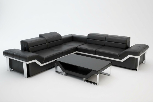 Ledersofa USB Wohnlandschaft Ecksofa Ecke Garnitur Design Sofa Couch K5007B Neu