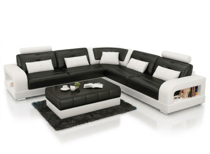 Ledersofa USB Wohnlandschaft Ecksofa Ecke Garnitur Design Sofa Couch L6008B Neu