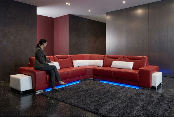 Ledersofa mit USB Wohnlandschaft Ecksofa Eck Garnitur Design Modern Sofa F3011B